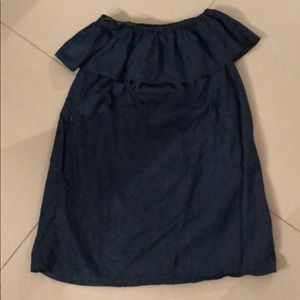 Off the shoulder denim dress with pockets